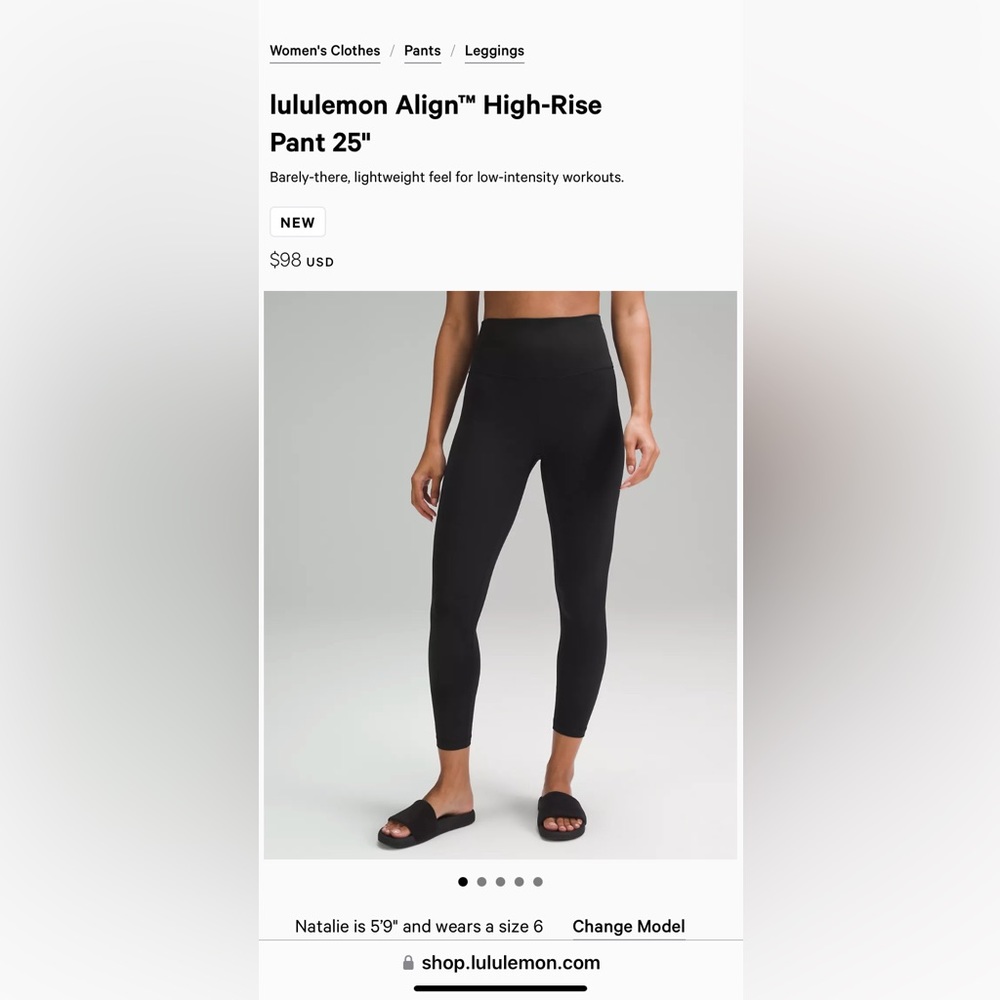 Black Lululemon Align Pant 25’